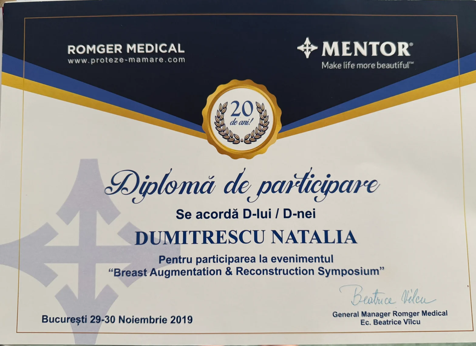 Experienta profesionala Doctor Dermatolog Natalia Dumitrescu